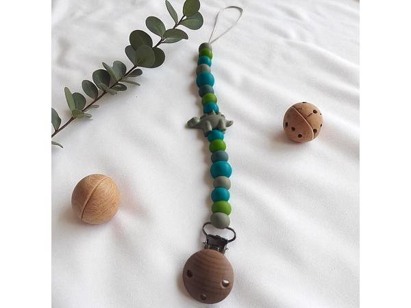 Speenkoord dino turquoise khaki