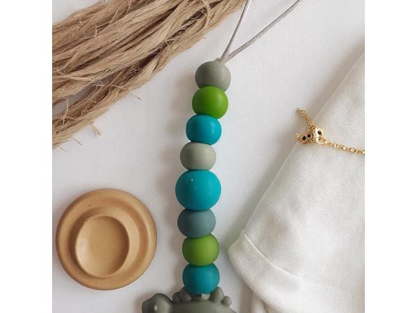 Speenkoord dino turquoise khaki