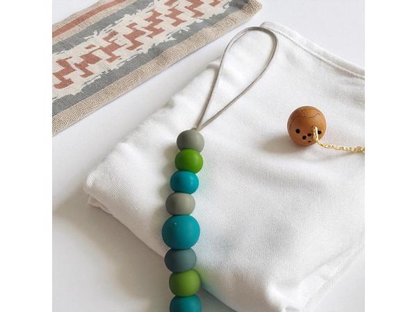 Speenkoord dino turquoise khaki