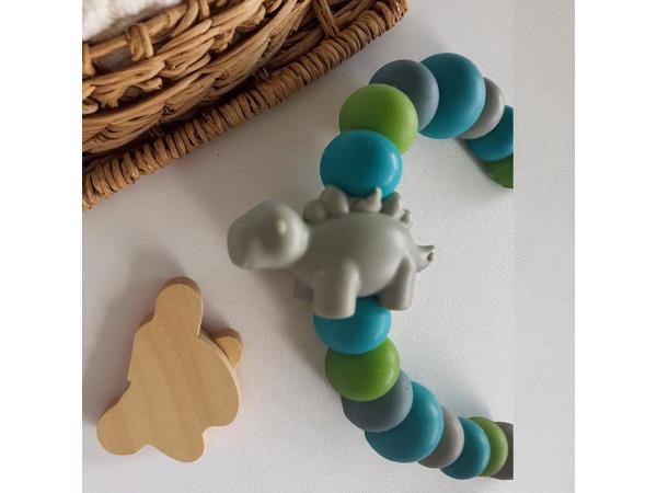 Speenkoord dino turquoise khaki