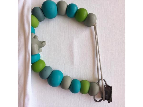 Speenkoord dino turquoise khaki