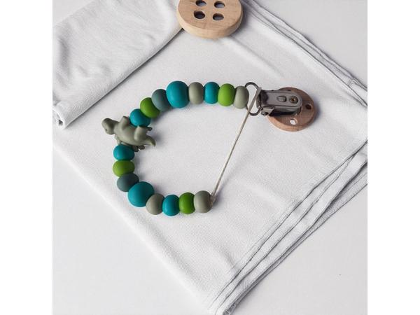 Speenkoord dino turquoise khaki