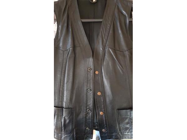 Heren Gilet/Hesje zwart leer..