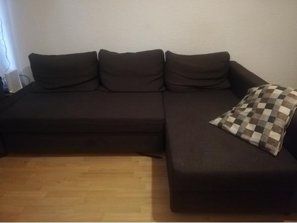 Bruine Ikea hoekslaapbank met opberger