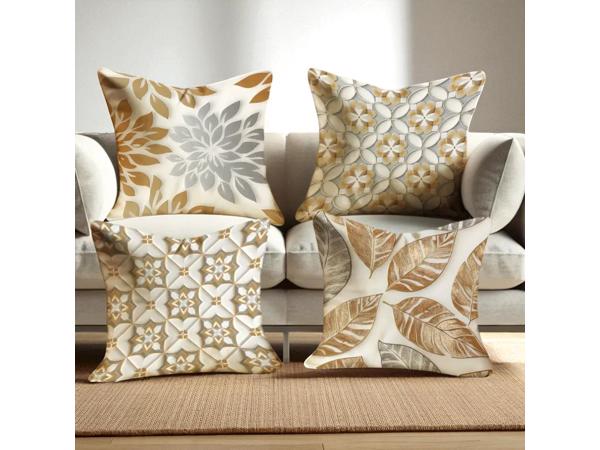 Set van 4 kussenhoezen grijs wit goud 40x40cm