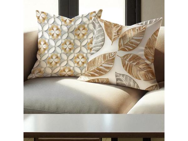 Set van 4 kussenhoezen grijs wit goud 40x40cm