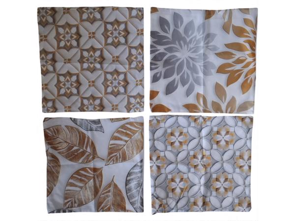 Set van 4 kussenhoezen grijs wit goud 40x40cm