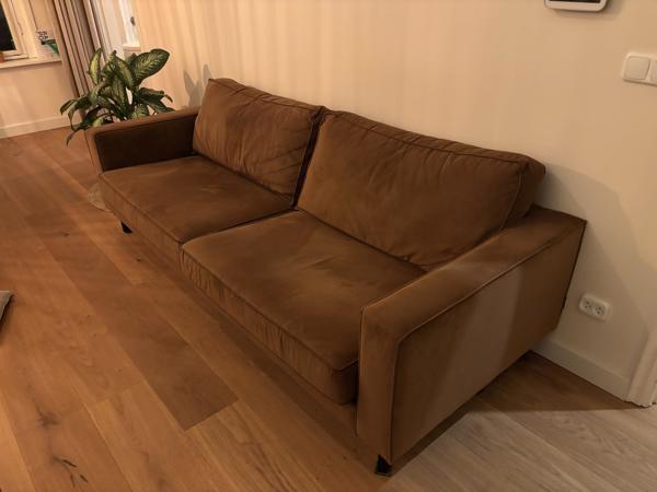 Bank WOOOD 230cm breed bruin velours stof