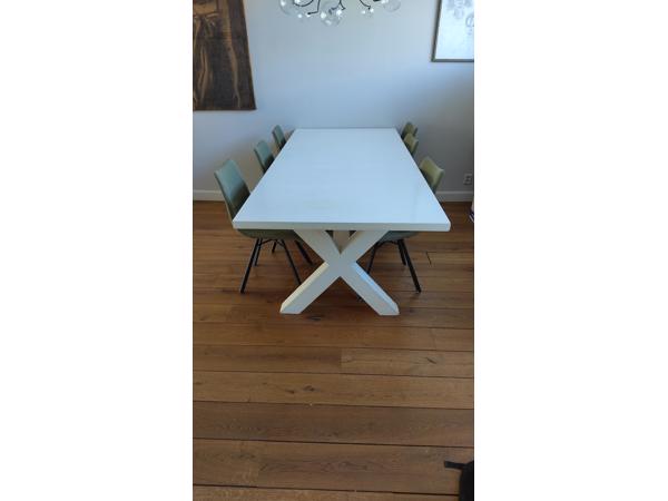 Grote witte tafel met x-poten (220 x 100)