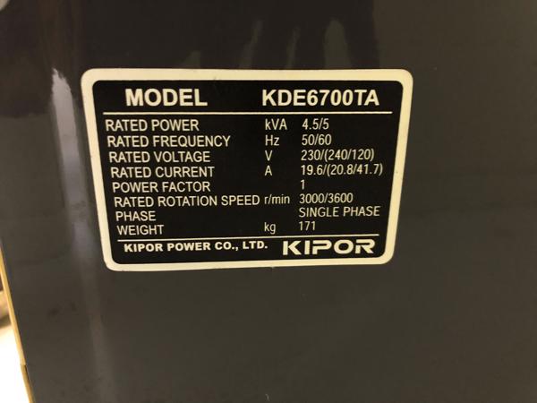 Kipor aggregaat zgan