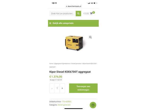 Kipor aggregaat zgan