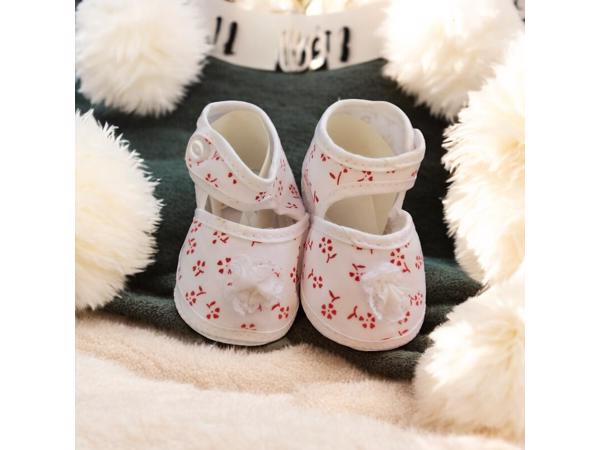 Junior Joy Babyschoenen Newborn Wit Met Rode Bloemetjes