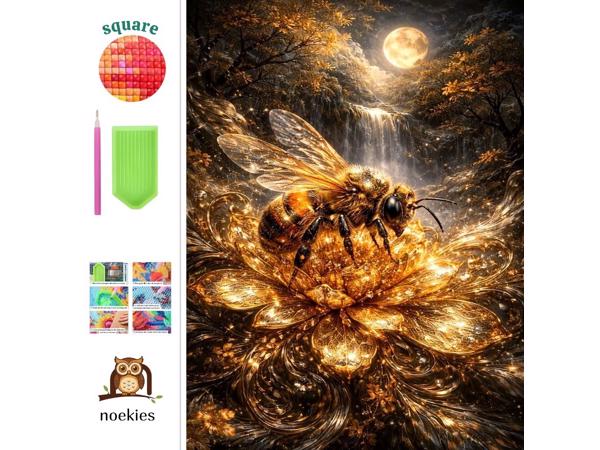 nr 17 Diamond Painting wesp goud zwart 50x40cm (vierkant)