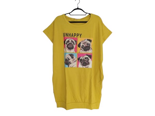 Shirt jurk Unhappy honden opdruk geel S