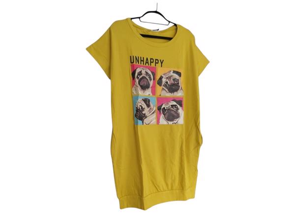 Shirt jurk Unhappy honden opdruk geel S