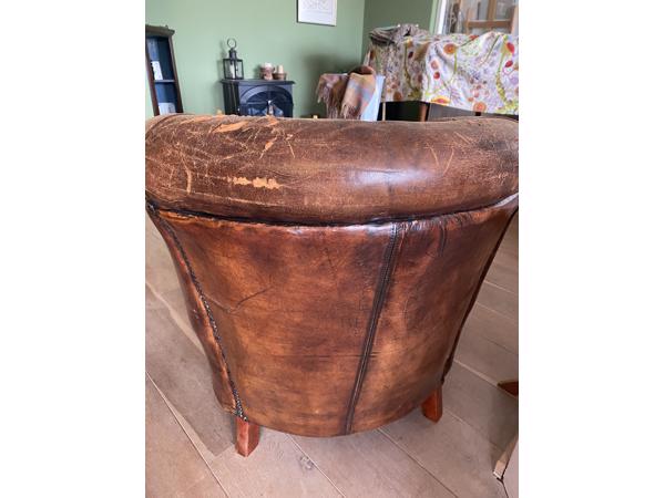 Engelse/Britse Wingchair & Schapenlederen Stoel