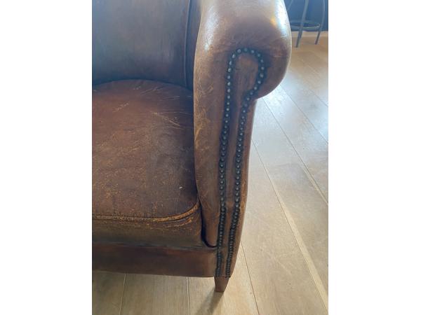 Engelse/Britse Wingchair & Schapenlederen Stoel