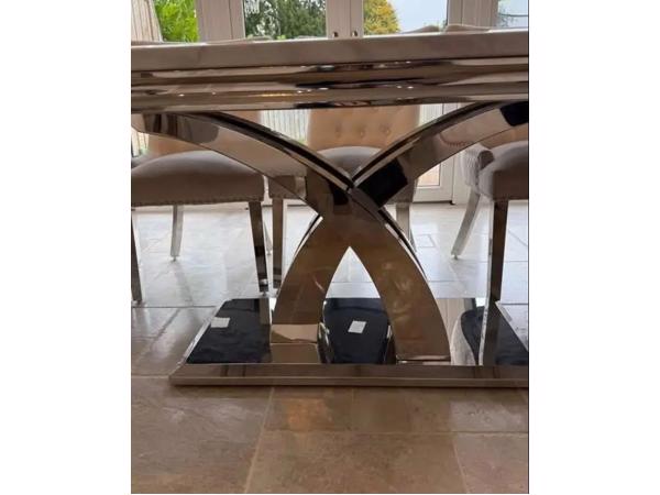 Marble dining table and 8 chairs