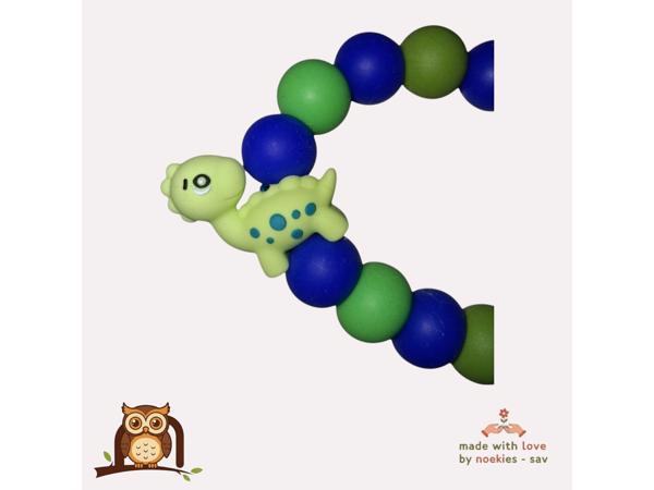 nr 25 noekies speenkoord dino stippel blauw groen