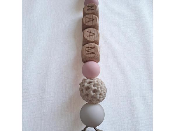 Gepersonaliseerde naam speen koord beertje lichtroze