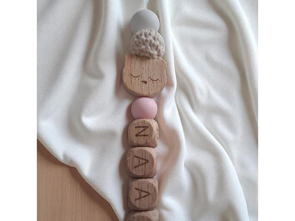 Gepersonaliseerde naam speen koord beertje lichtroze