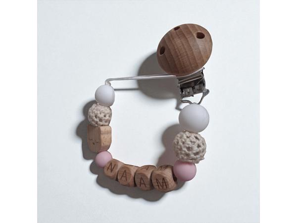 Gepersonaliseerde naam speen koord beertje lichtroze