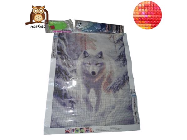 nr 23 Diamond Painting witte wolf 50x40cm (vierkant)