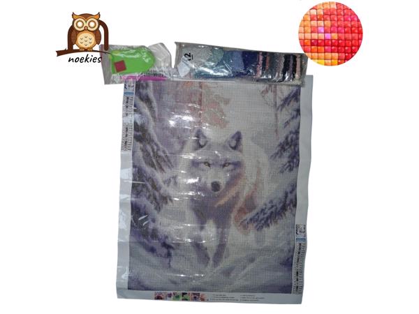 nr 23 Diamond Painting witte wolf 50x40cm (vierkant)