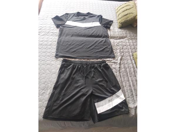 2 delige heren zomer set zwart grijs wit 3XL