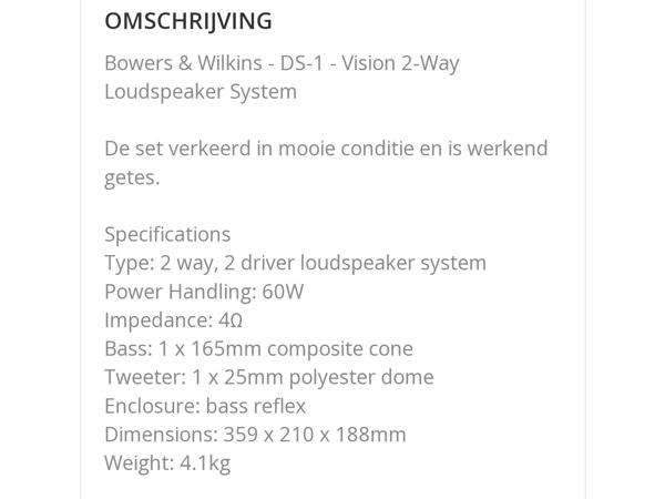 B&W Vision DS1 speaker set