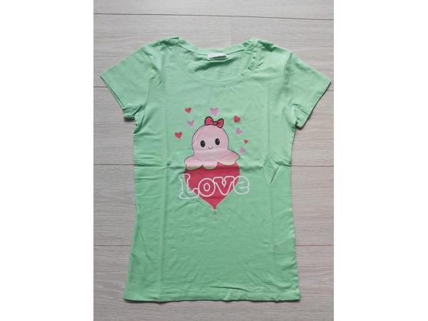 Glo-story t-shirt licht groen octopus love M