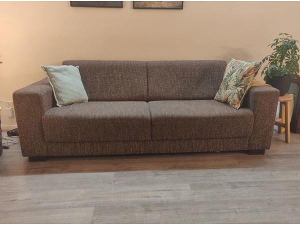 Bruine stoffen bank 220 x 80