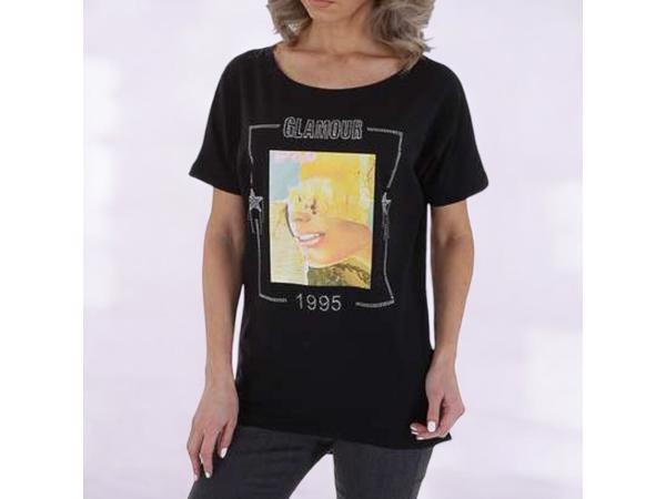 Glo-story t-shirt 1995 zwart glamour glitter one size