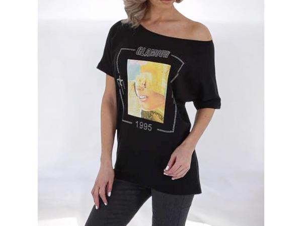 Glo-story t-shirt 1995 zwart glamour glitter one size