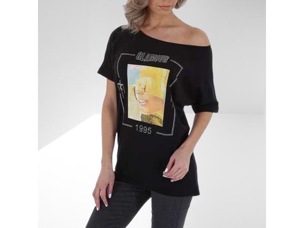 Glo-story t-shirt 1995 zwart glamour glitter one size