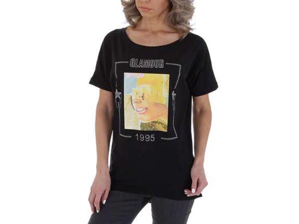 Glo-story t-shirt 1995 zwart glamour glitter one size