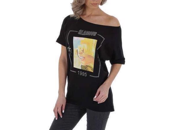 Glo-story t-shirt 1995 zwart glamour glitter one size