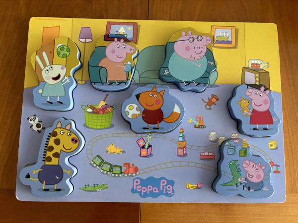 Houten Peppa Pig puzzel 7 hoge dikke stukjes