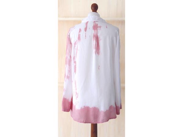 Overhemdblouse wit/roze, 1 maat 34/40 (nieuw)