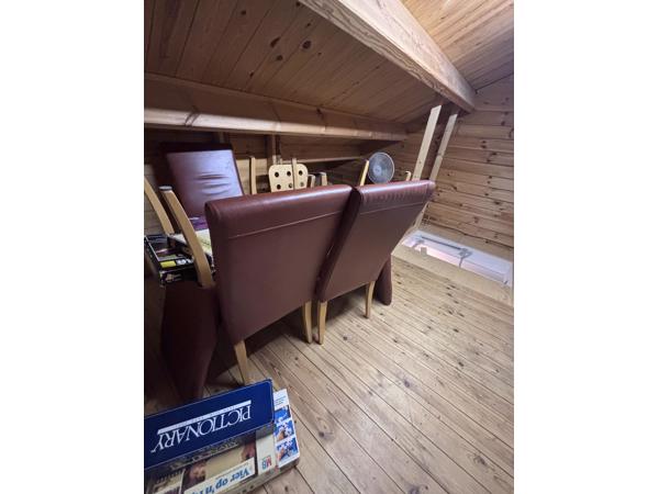 Set van 6 bruine/cognac leren eetkamerstoelen