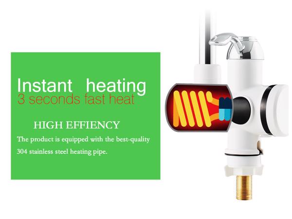 Elektrische Instant Boiler 2 in 1 Keukenkraan Tankless Boiler Tap Instant Geiser KM12, Tankless Warmwaterkraan (Kleur: Geborsteld Zilver, Maat: 1