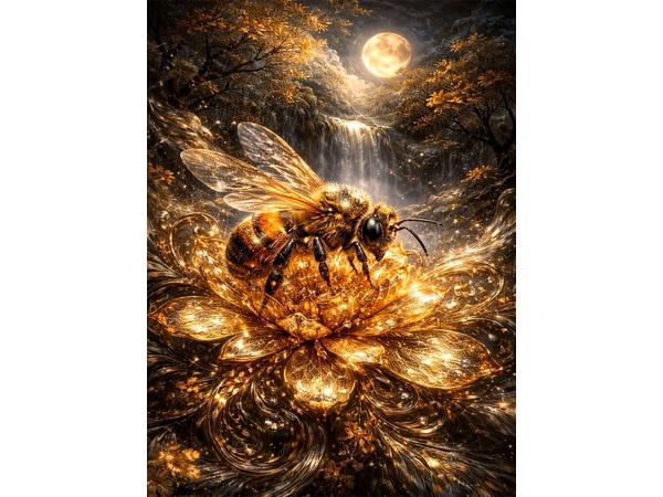50x40cm Diamond Painting wesp goud zwart (vierkant) nr 17