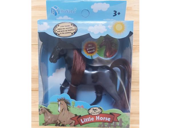 LG Little horse speelpaard zwart grijs gevlekt bruin haar