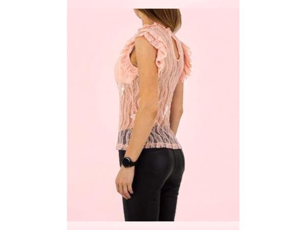 Emma & Ashley mouwloze kanten top roze M