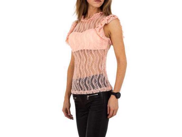 Emma & Ashley mouwloze kanten top roze M