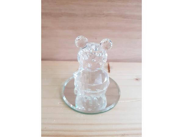 Swarovski beer groot met doos en certificaat en spiegeltje