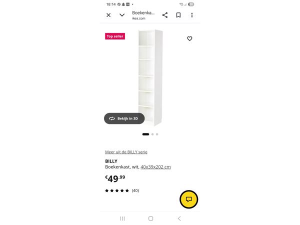 Boekenkast wit Smal en hoog Billy Ikea