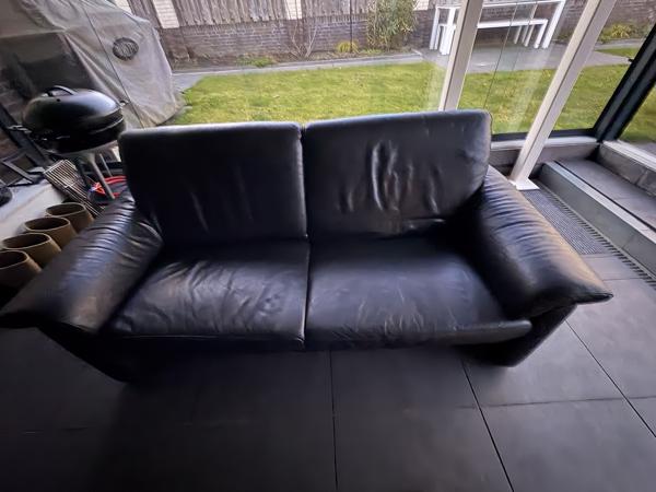 Prachtige zwarte leren bank