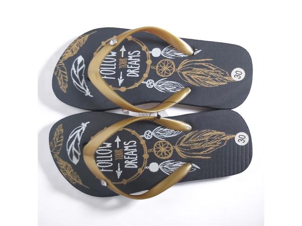Teenslipper zwart goud met strass steentjes 30