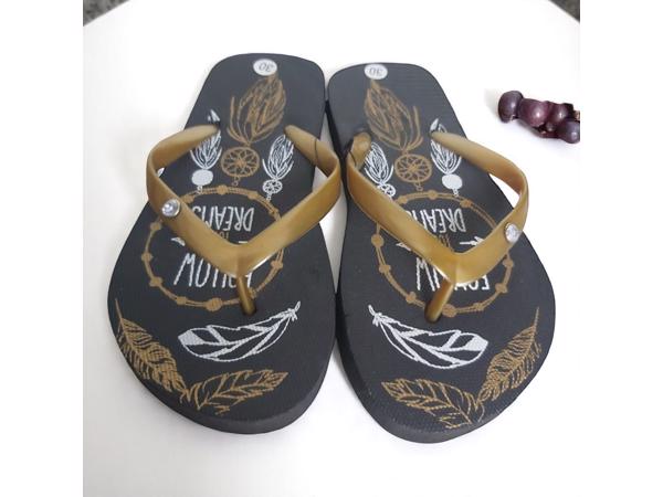 Teenslipper zwart goud met strass steentjes 30